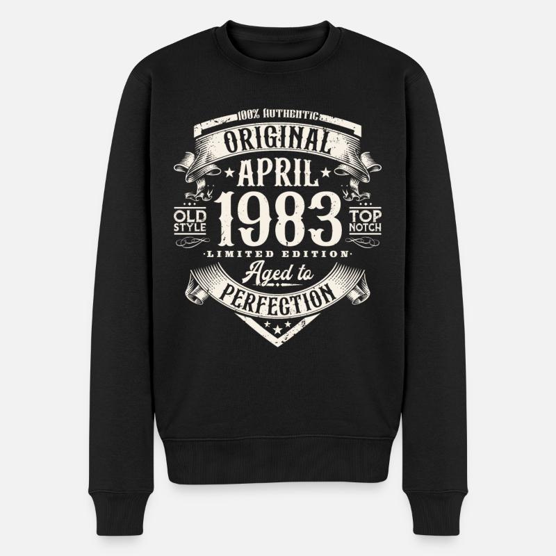April 1983 Jahrgang Geburtstag Vintage Geschenk - Männer Premium Bio Pullover - Schwarz