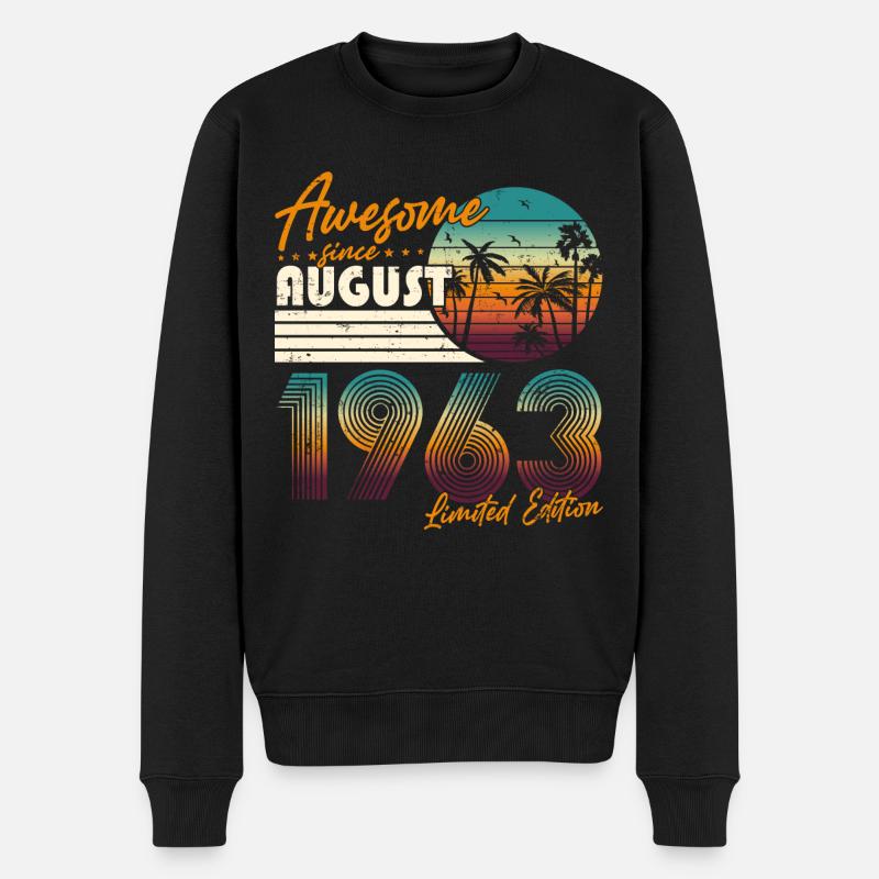 Août 1963 Vintage Vintage Anniversaire Rétro - Pull Premium bio Homme - noir