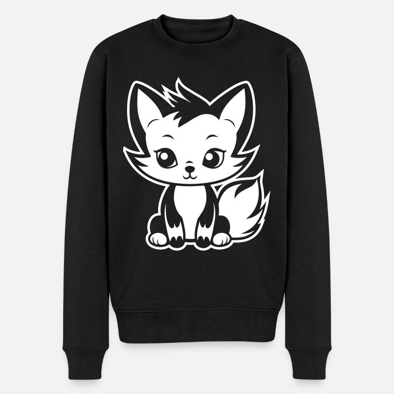 Fuchs Tier Baby - Männer Premium Bio Pullover - Schwarz