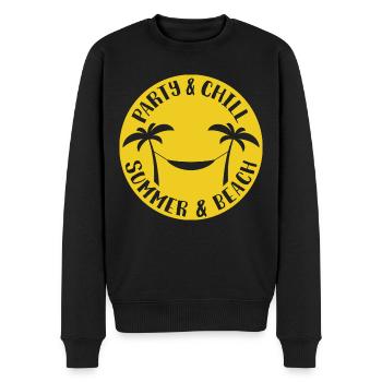 Palmen Hängematte - Party & Chill, Summer & Beach - Männer Premium Bio Pullover - Schwarz - Vorne - Nico (187cm)