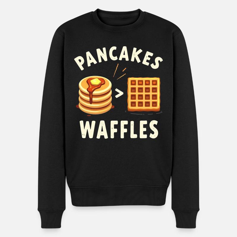 Pfannkuchen über Waffeln - Männer Premium Bio Pullover - Schwarz