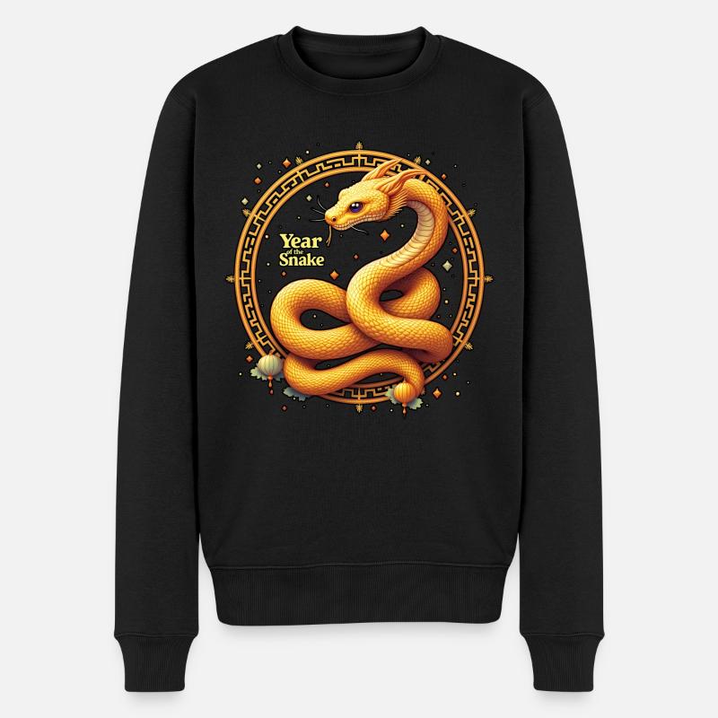 Chinesisches Neujahr - Schlange 2025 - Männer Premium Bio Pullover - Schwarz