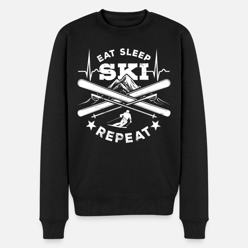 Manger Dormir Ski Répéter - Ski - Ski - Pull Premium bio Homme - noir