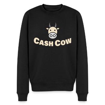 CASH COW - Männer Premium Bio Pullover - Schwarz - Vorne - Nico (187cm)