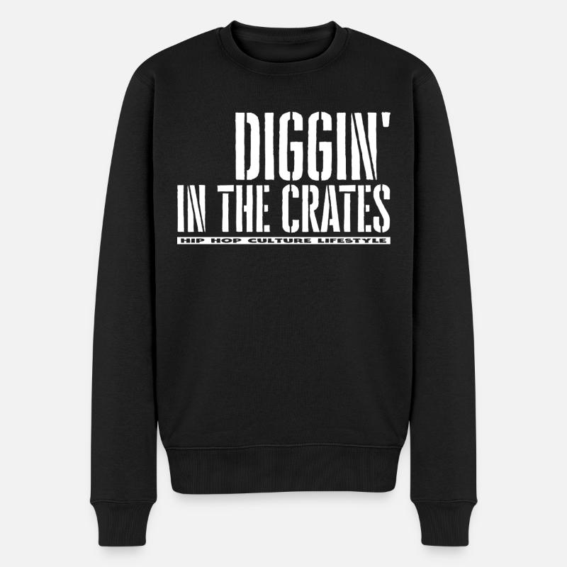 Hip Hop Diggin in the crates Platten Suche - Männer Premium Bio Pullover - Schwarz