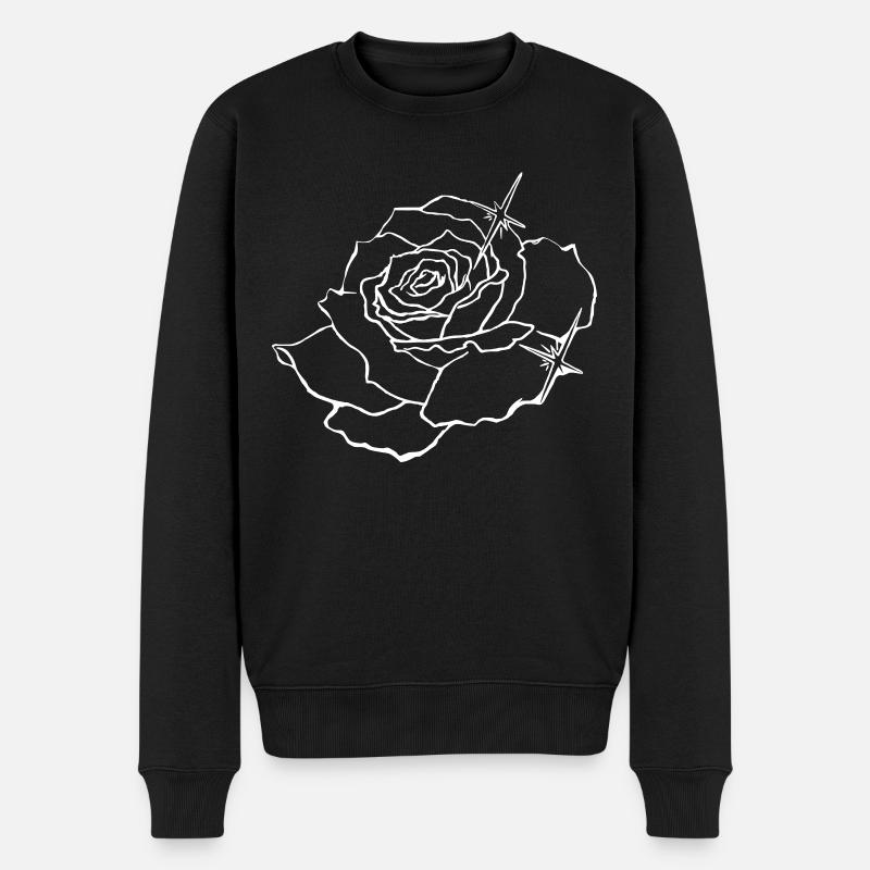 Rosenblüte mit Sternen - Männer Premium Bio Pullover - Schwarz