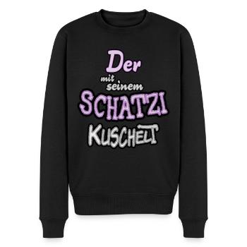 Schatzi kuscheln lustiger Spruch - Männer Premium Bio Pullover - Schwarz - Vorne - Nico (187cm)