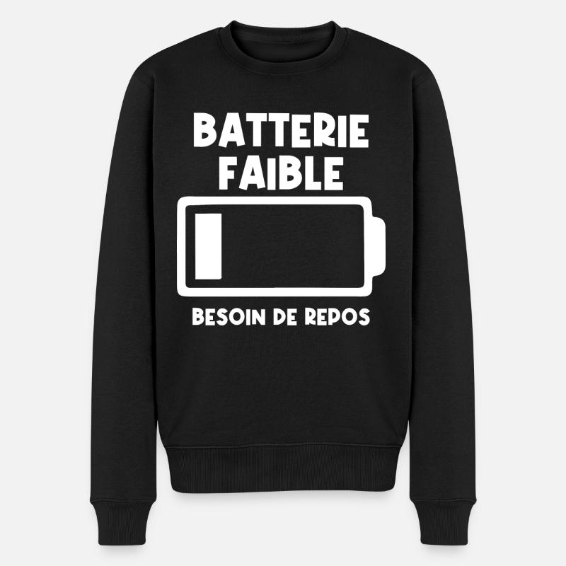Batterie faible - Pull Premium bio Homme - noir
