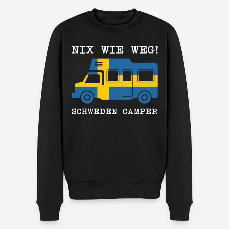 Schweden camper Flagge Spruch Urlaub Reise Lustig - Männer Premium Bio Pullover - Schwarz