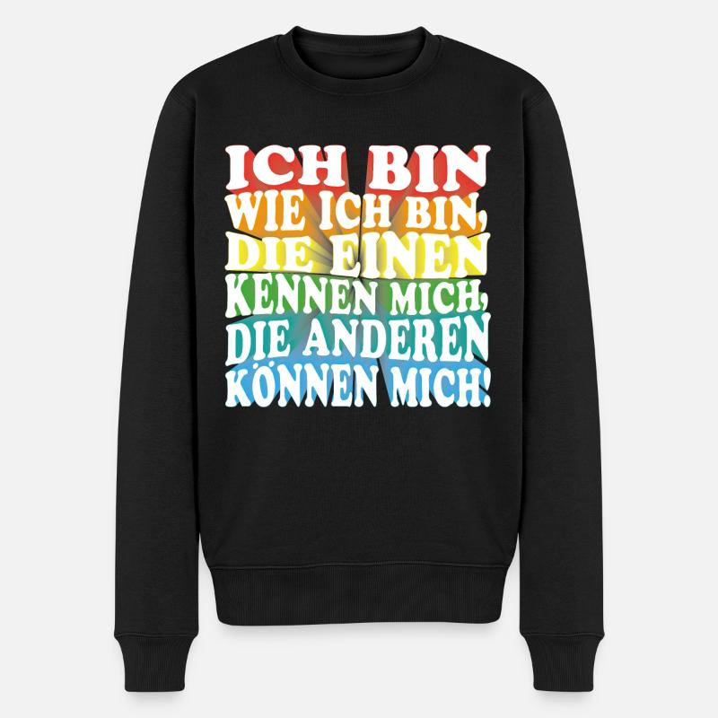 Ich bin wie ich bin - Adenauer Zitat in 3D Text - Männer Premium Bio Pullover - Schwarz