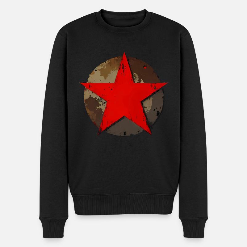Stern Kreis rostig vintage rot - Männer Premium Bio Pullover - Schwarz