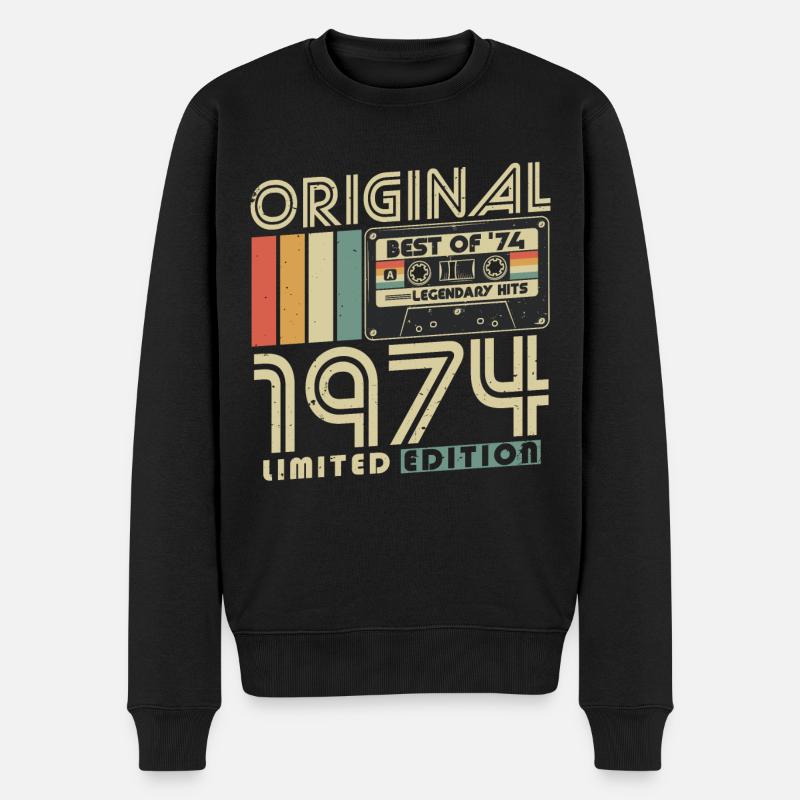 Original 1974 Jahrgang Vintage Geburtstag Retro - Männer Premium Bio Pullover - Schwarz