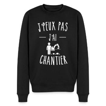 J'PEUX PAS J'AI CHANTIER - GRUE DE CHANTIER - Pull Premium bio Homme - noir - Devant - Nico (187cm)