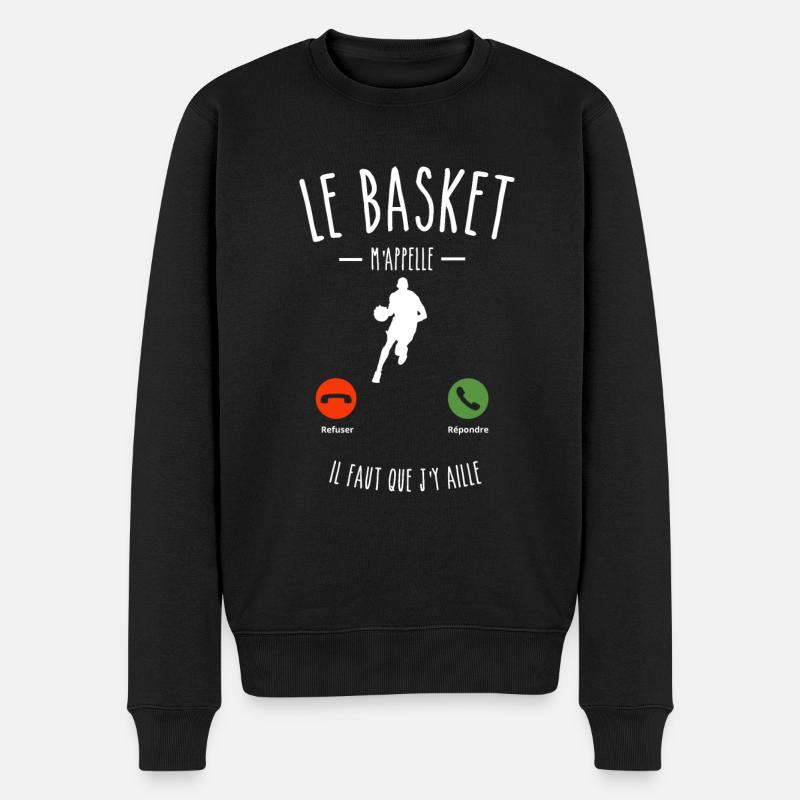 LE BASKET M'APPELLE IL FAUT QUE J'Y AILLE - Pull Premium bio Homme - noir