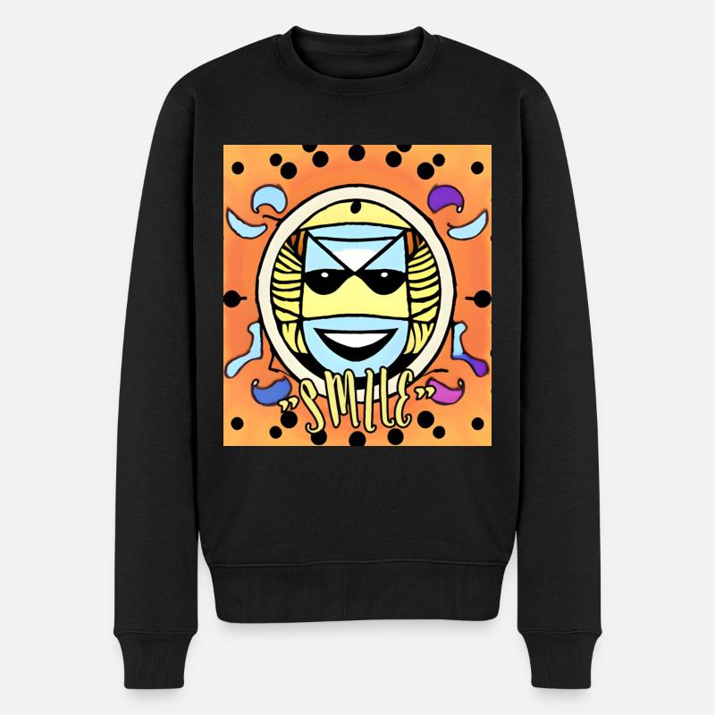 Absurde illustration, Smile à lunettes - Pull Premium bio Homme - noir