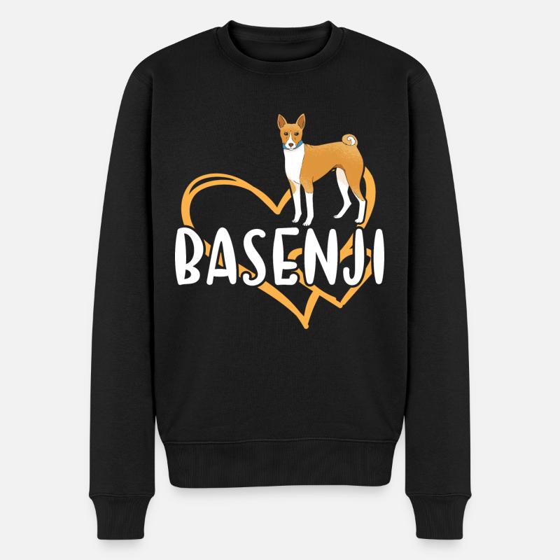 Dog Basenji Heart - Männer Premium Bio Pullover - Schwarz