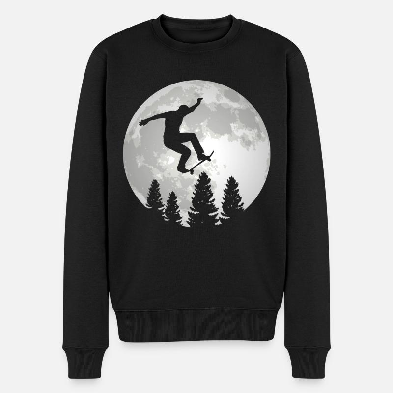 Skater Boy Skateboard Skateboarder Mond Skaten - Männer Premium Bio Pullover - Schwarz