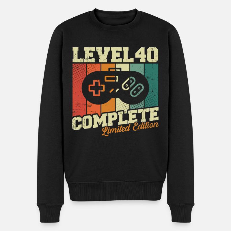 40. Geburtstag Geschenk - Level 40 Complete - Männer Premium Bio Pullover - Schwarz