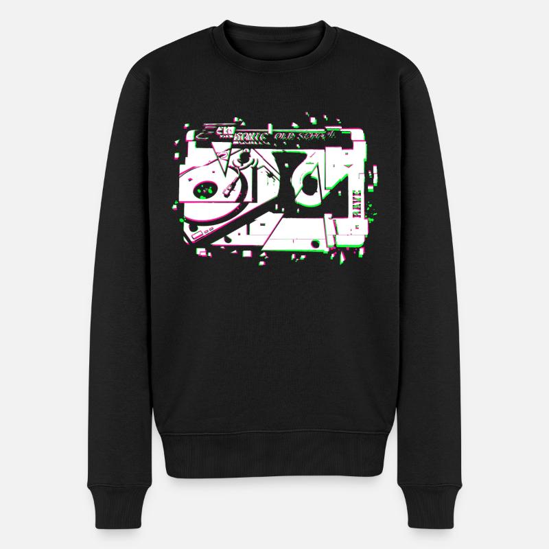 Techno Rave Tape Plattenspieler - Männer Premium Bio Pullover - Schwarz