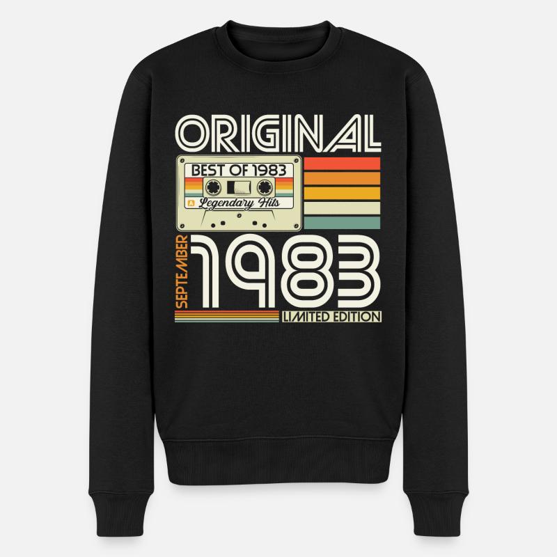 September 1983 Vintage Retro Jahrgang Geburtstag - Männer Premium Bio Pullover - Schwarz