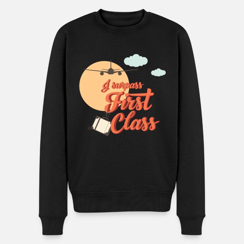 Ich übertreffe first class - Männer Premium Bio Pullover - Schwarz