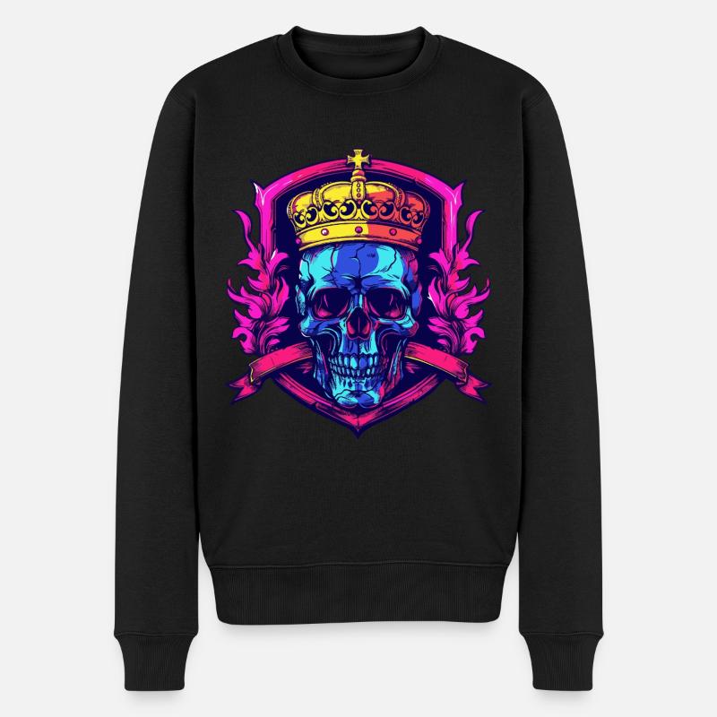König Skelett Krone - Männer Premium Bio Pullover - Schwarz