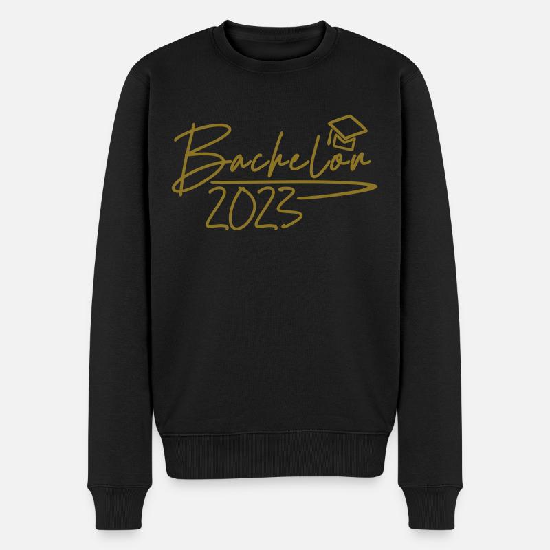 Bachelor 2023 goldene Schrift - Männer Premium Bio Pullover - Schwarz