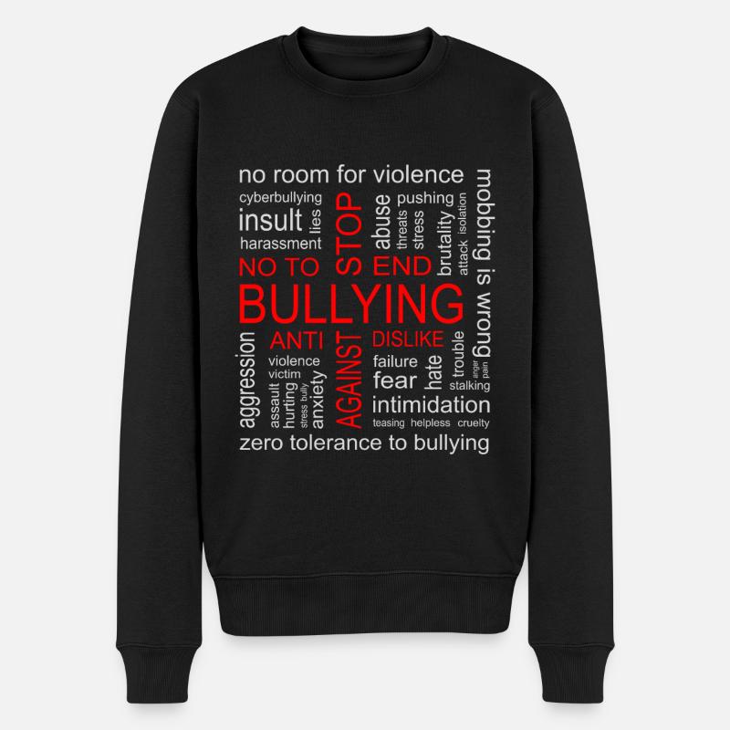 Stopp Mobbing - Männer Premium Bio Pullover - Schwarz