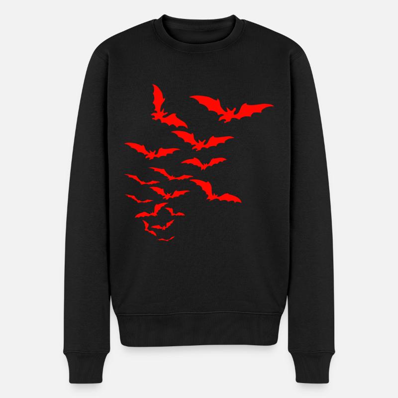 Rote Fledermäuse - Halloween - Männer Premium Bio Pullover - Schwarz
