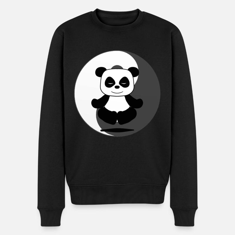 Panda - Männer Premium Bio Pullover - Schwarz
