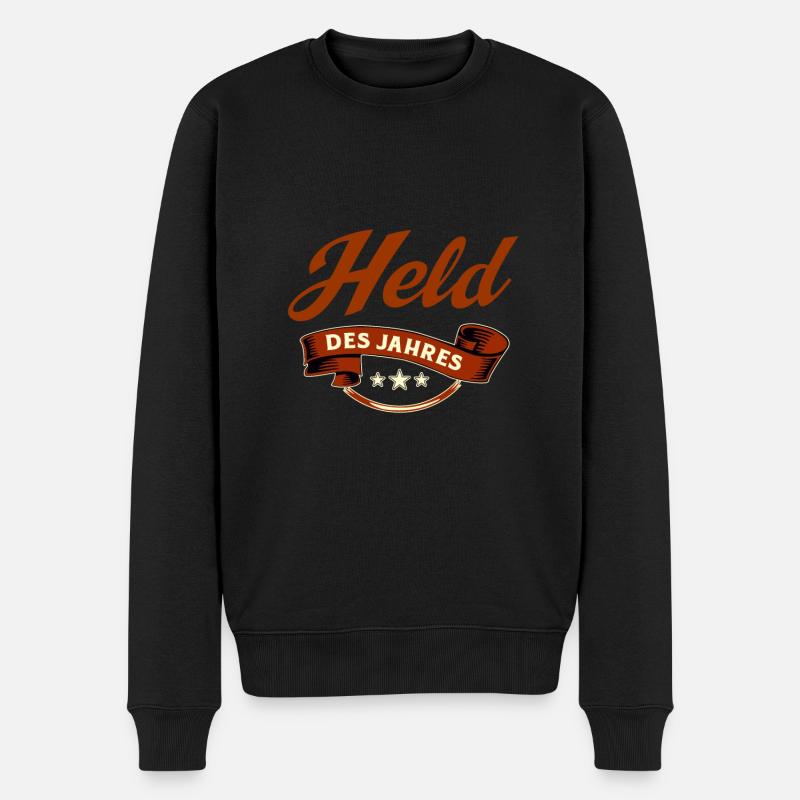 Held des Jahres - Rahmenlos Geschenk - Männer Premium Bio Pullover - Schwarz