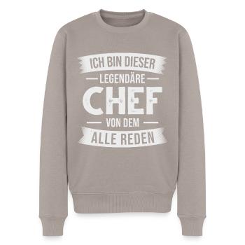 Chef Abteilungsleiter Vorgesetzter Mitarbeiter - Männer Premium Bio Pullover - Taupe - Vorne - Nico (187cm)
