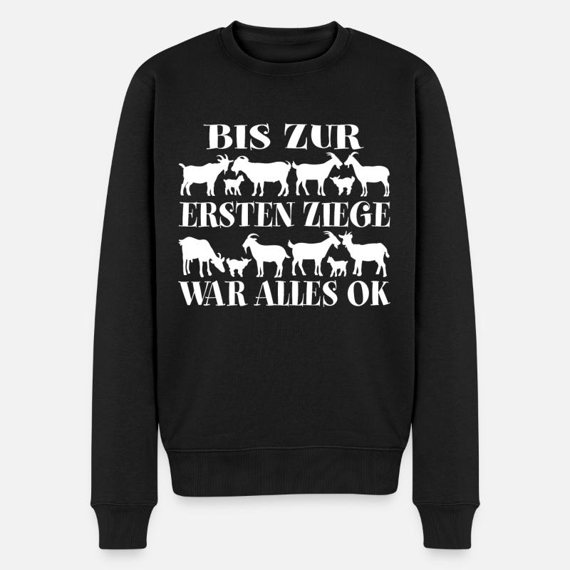 Bis zur ersten Ziege war alles OK - Männer Premium Bio Pullover - Schwarz