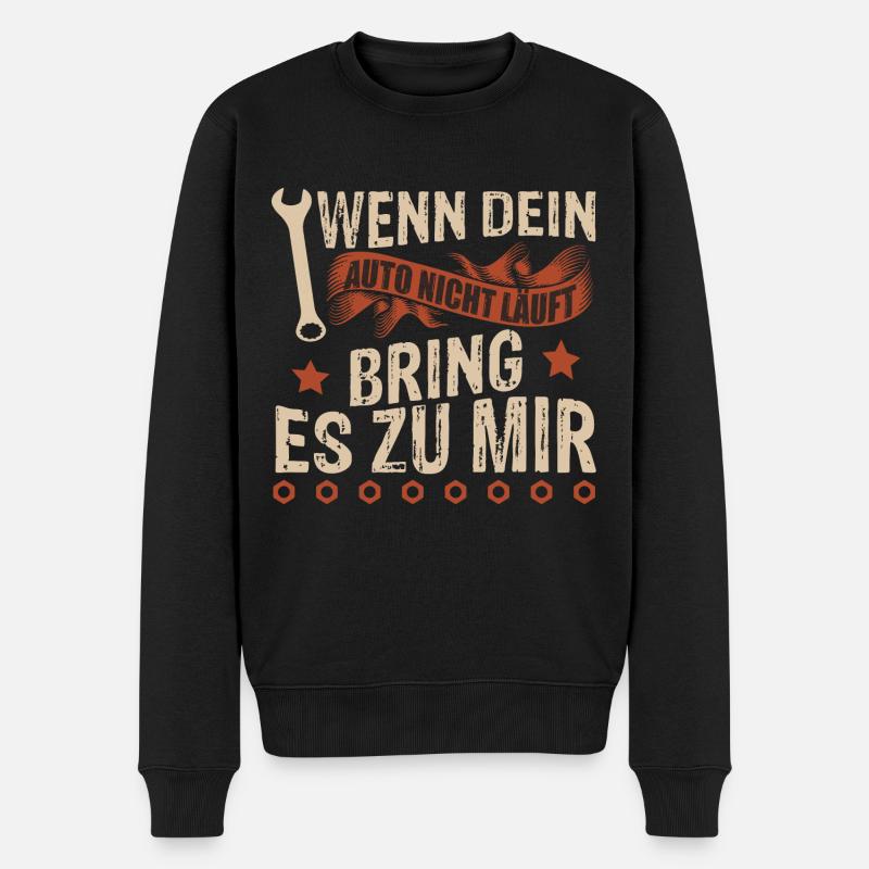 Lustiges Auto Mechaniker - Männer Premium Bio Pullover - Schwarz