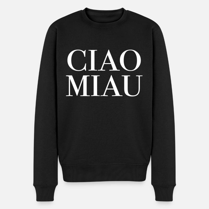 CIAO MIAU Katzen Liebe - Männer Premium Bio Pullover - Schwarz