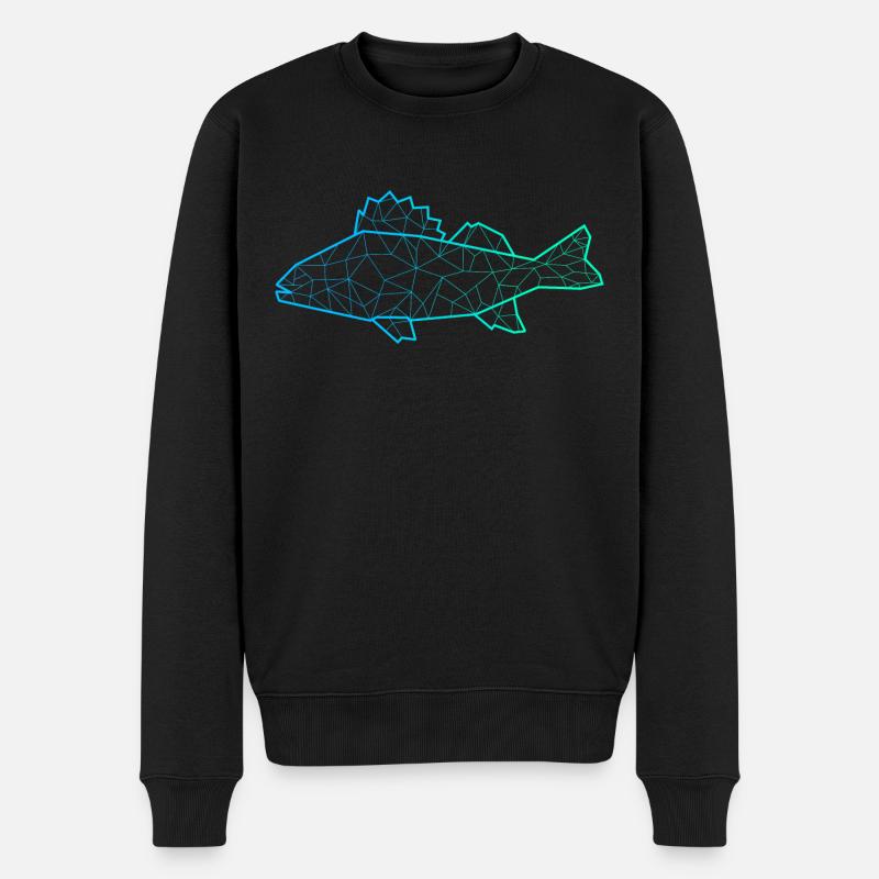 Barsch Angeln Polygon Fisch Fischer Angler - Männer Premium Bio Pullover - Schwarz