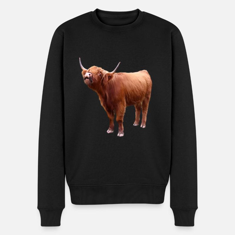 Schottisches Hochlandrind - Männer Premium Bio Pullover - Schwarz