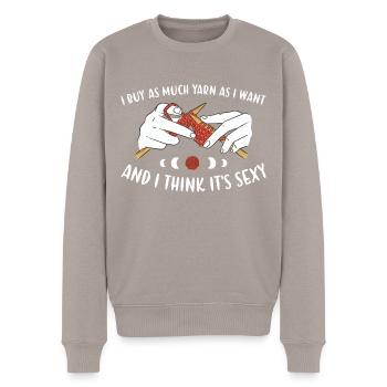 I Buy As Much Yarn As I Want Knitting - Men's Premium Organic Jumper - taupe - Front - Nico (187cm)