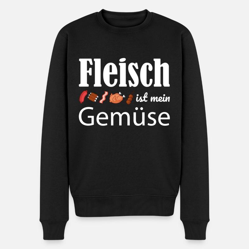 Fleisch ist mein Gemüse - Männer Premium Bio Pullover - Schwarz