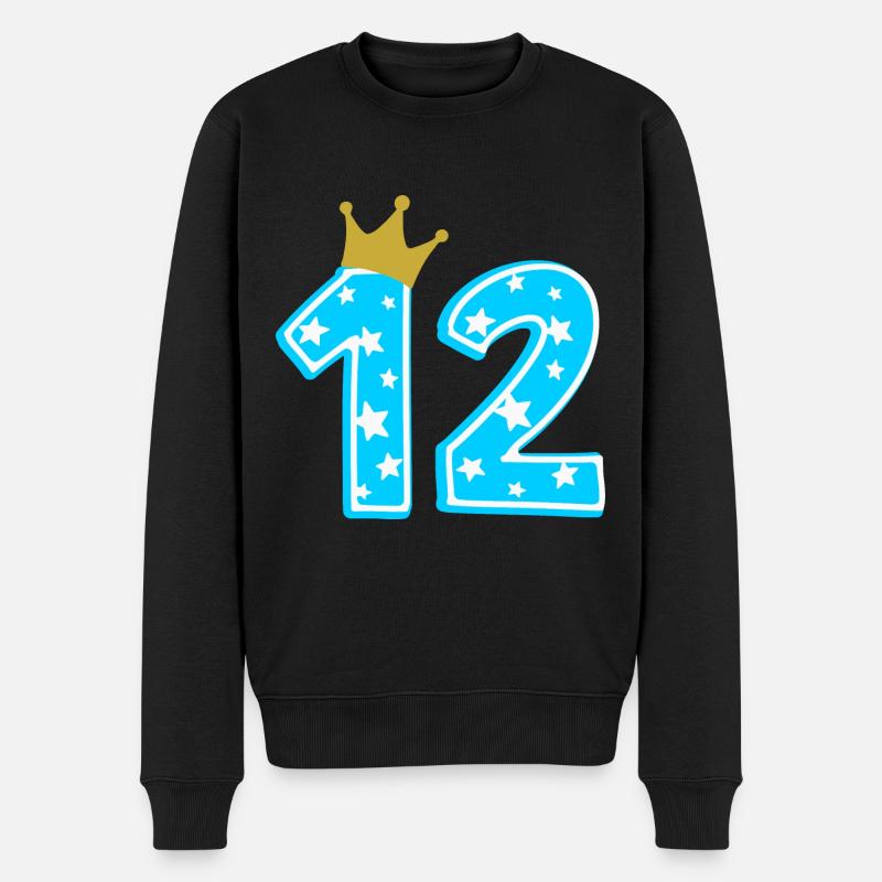 12 Krone 12. Geburtstag 12 Jahre - Männer Premium Bio Pullover - Schwarz