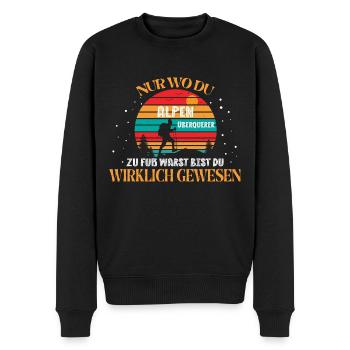Alpenüberquerung - Männer - Nur wo du zu Fuß warst - Männer Premium Bio Pullover - Schwarz - Vorne - Nico (187cm)