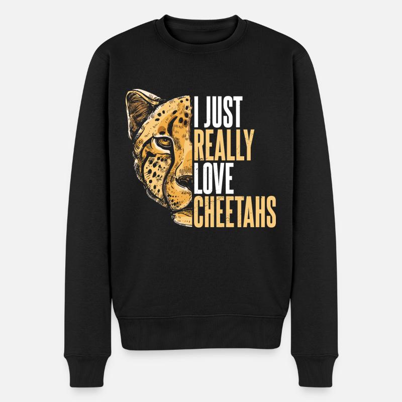 Cheetah Saying Faune africaine - Pull Premium bio Homme - noir