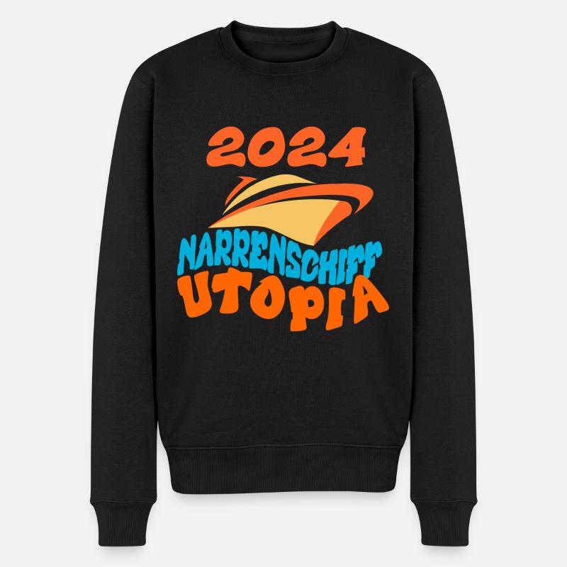 Narrenschiff Utopia, Strauß Zitat - Männer Premium Bio Pullover - Schwarz
