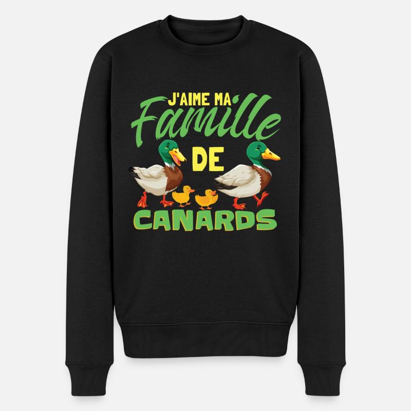 J'aime Ma Famille De Canards - Pull Premium bio Homme - noir