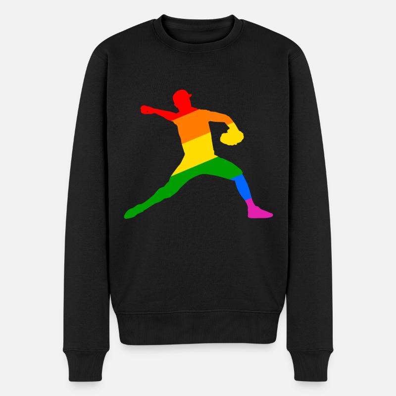 Regenbogen Baseball Player Geschenk - Männer Premium Bio Pullover - Schwarz