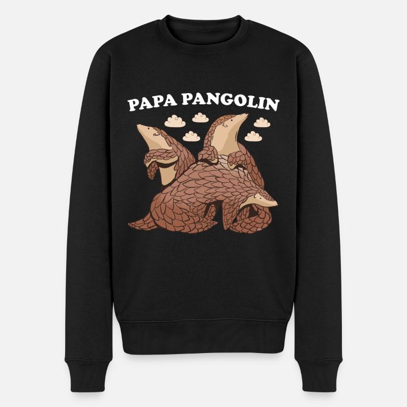 Papa Pangolin - Männer Premium Bio Pullover - Schwarz