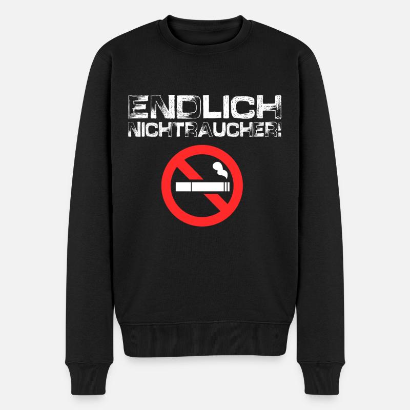 Endlich Nichtraucher - Männer Premium Bio Pullover - Schwarz