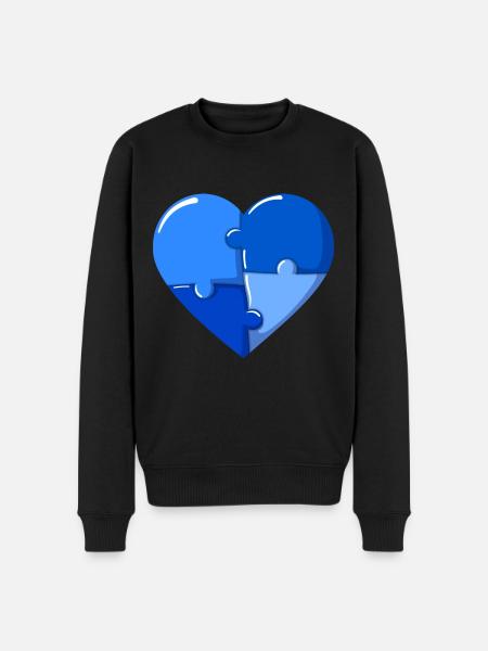 Autism heart Blue Puzzle - Men's Premium Organic Jumper - black