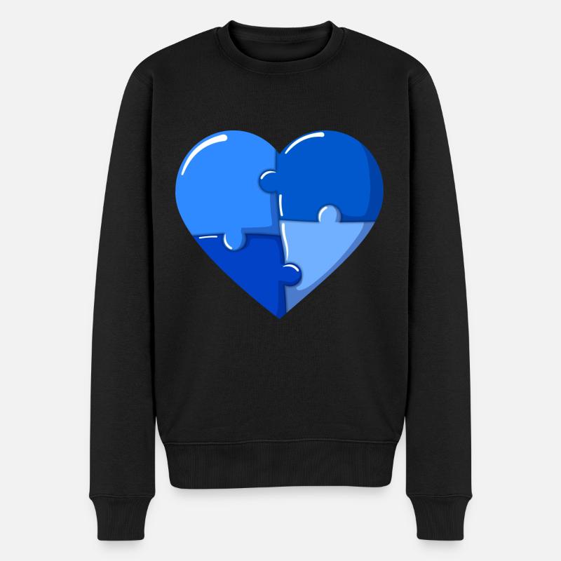 Autisme coeur Blue Puzzle - Pull Premium bio Homme - noir