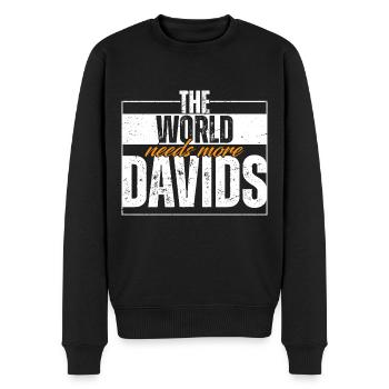 The World Needs More Davids - Men's Premium Organic Jumper - black - Front - Nico (187cm)